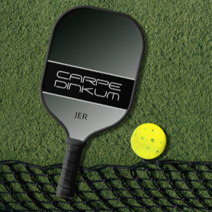 Cool Pickleball Dink Pun Gradient Initials Black Pickleball Paddle