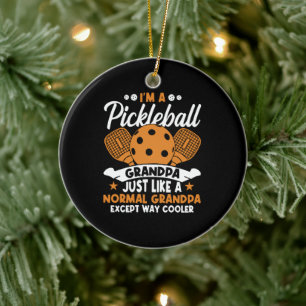 Cool Pickleball Grandpa Player Ceramic Tree Decoration