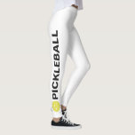Cool Pickleball Leggings Yellow Ball Custom Text<br><div class="desc">The perfect leggings for pickleball enthusiasts. High quality leggings with the word PICKLEBALL and a yellow pickleball on each side. Add your custom text - like a club name or team name. Fun for casual social play or tournament match play - easily change the background colour to match your club/team's...</div>