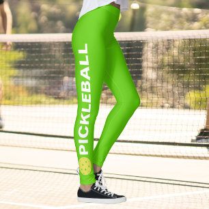 Cool Pickleball Leggings Yellow Ball Custom Text