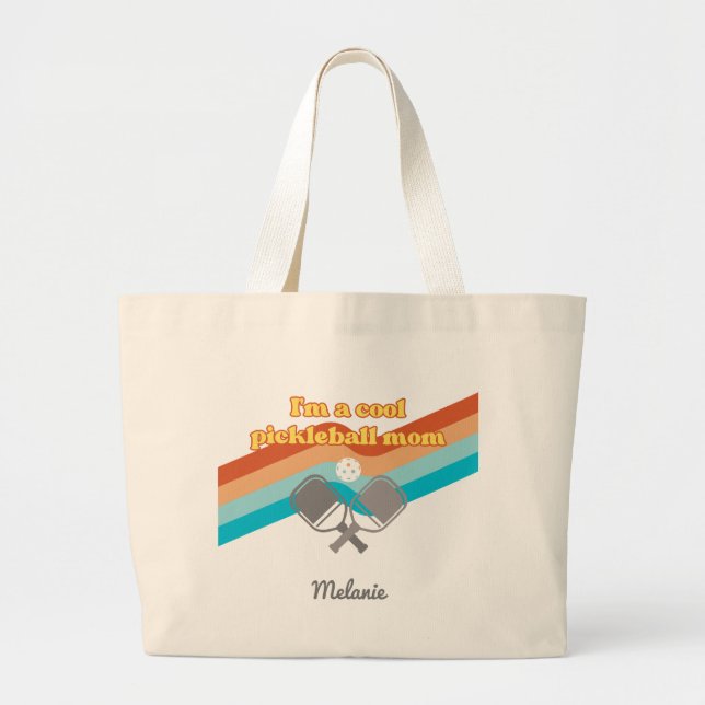 Cool Pickleball Mum Tote Bag Large Retro (Front)