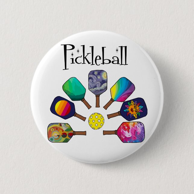 Cool Pickleball Paddle Sports Rainbow 6 Cm Round Badge (Front)