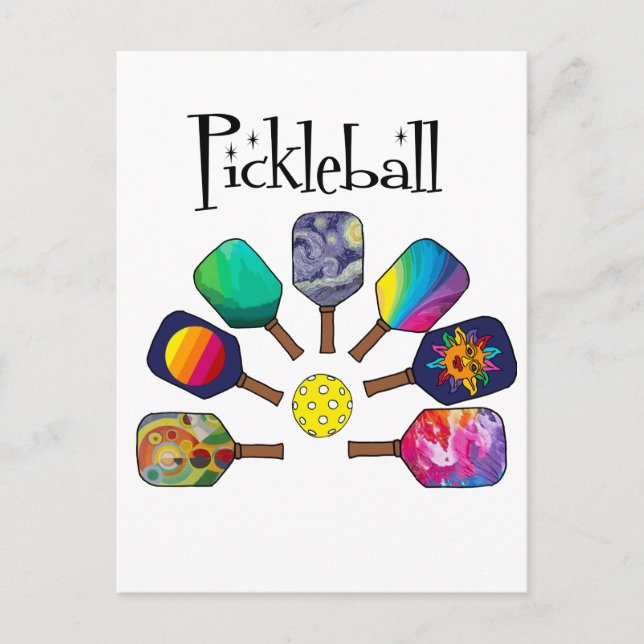 Cool Pickleball Paddle Sports Rainbow Postcard (Front)