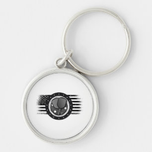 Cool Pickleball Sport USA Grunge Flag - Pickleball Key Ring