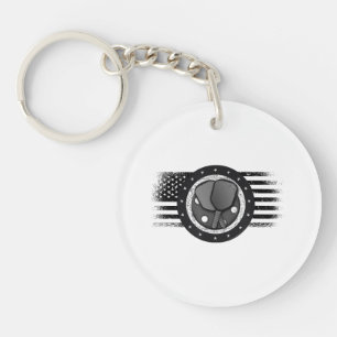 Cool Pickleball Sport USA Grunge Flag - Pickleball Key Ring