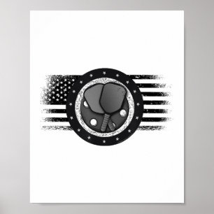 Cool Pickleball Sport USA Grunge Flag - Pickleball Poster