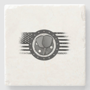 Cool Pickleball Sport USA Grunge Flag - Pickleball Stone Coaster