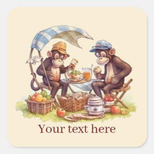 Cool picnic add text monkey square sticker