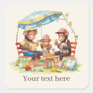 Cool picnic add text monkey square sticker