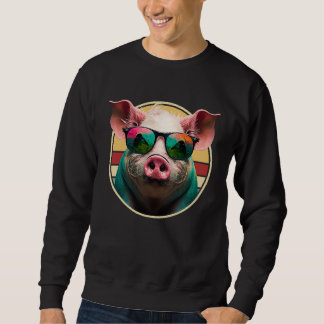 Cool Pig Farmer Outfit Retro Pig Farm Apparel Sweatshirt