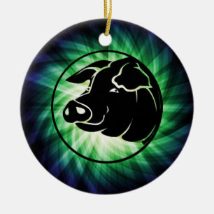Cool Pig Head Ceramic Tree Decoration