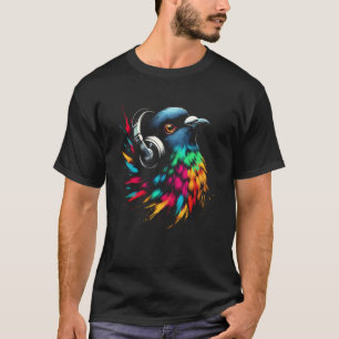 Cool Pigeon Art for Music Lovers Christmas Birthda T-Shirt