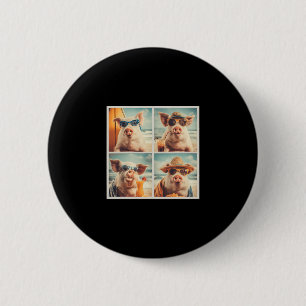 Cool Pigs With Sungles Farm Animal Vacation Beach  6 Cm Round Badge