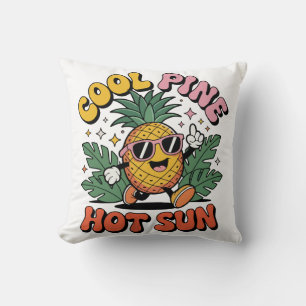 Cool Pine Hot Sun Retro Pineapple Summer Vibes  Cushion