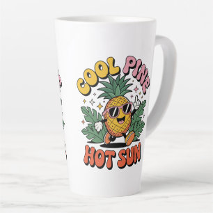 Cool Pine Hot Sun Retro Pineapple Summer Vibes Latte Mug