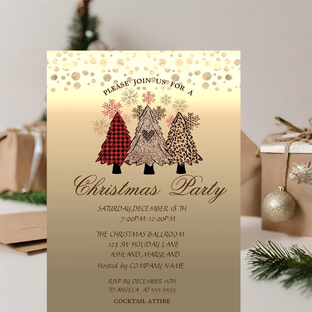 Cool Pine Trees Dots  Corporate Christmas Party Invitation (Creator Uploaded)