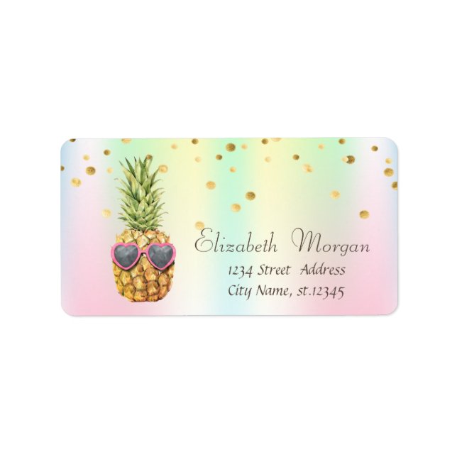 Cool Pineapple Confetti Holographic  Label (Front)