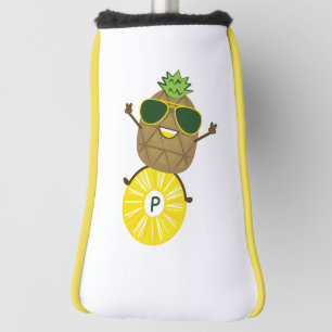 Cool Pineapple Dude Rolling on a Pineapple Ring Golf Head Cover
