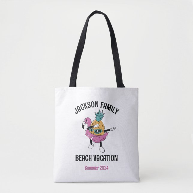 Cool Pineapple Family Reunion Trip Beach Vacation Tote Bag (Front)