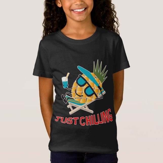 Cool Pineapple Fruit Chilling Funny Kawaii Summer  T-Shirt (Front)