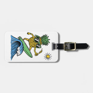 Cool Pineapple is Surfing in the Sea Vibrant beach Luggage Tag