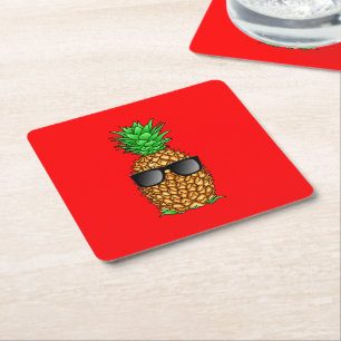 Cool Pineapple Square Paper Coaster