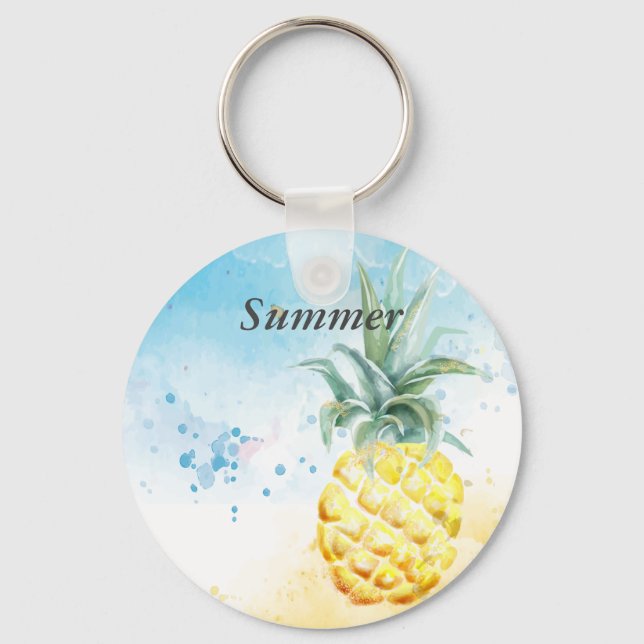 Cool Pineapple Summer  Key Ring (Front)