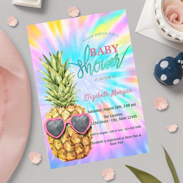  Cool Pineapple Tie Dye Baby Shower  Invitation (Creator Uploaded)