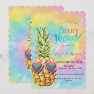  Cool Pineapple Tie Dye Summer Baby Shower Invitation