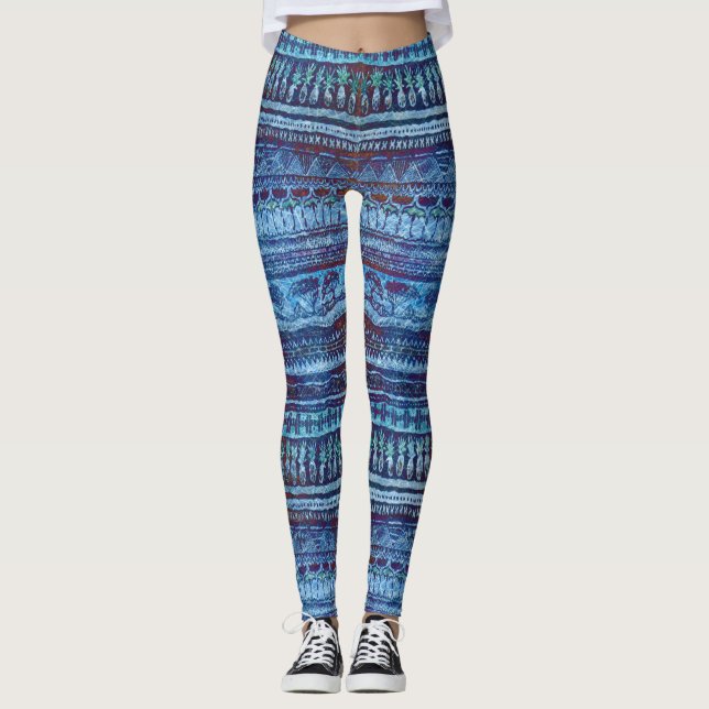 Cool Pineapple Tribal Pattern Leggings (Front)