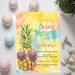  Cool Pineapple Tropical  Tie Dye Baby Shower  Invitation