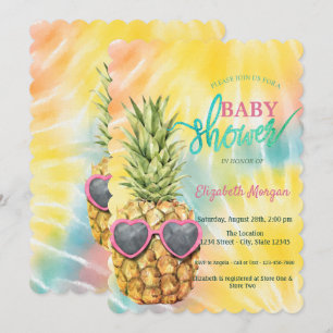  Cool Pineapple Tropical  Tie Dye Baby Shower  Invitation
