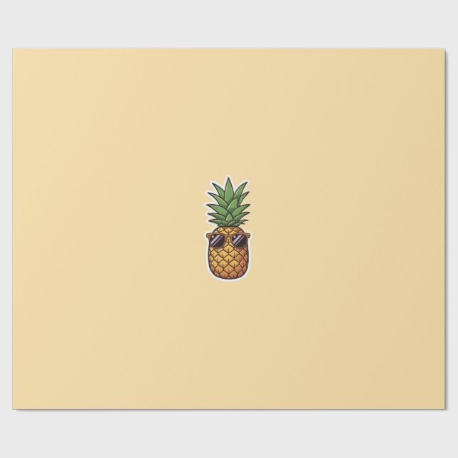 Cool Pineapple with Sunglasses Wrapping Paper (Flat)