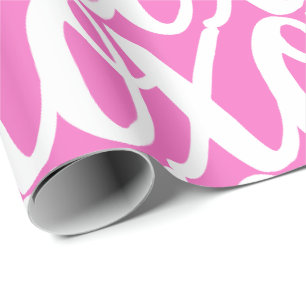 Cool Pink and White Fun Pattern Wrapping Paper