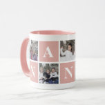 Cool Pink and White Photo Collage Nanna Mug<br><div class="desc">The perfect gift for your grandma. Personalised pink and white photo collage mug. More colour options available from Mugs collection. https://www.zazzle.com/collections/mugs-119526869649807116</div>