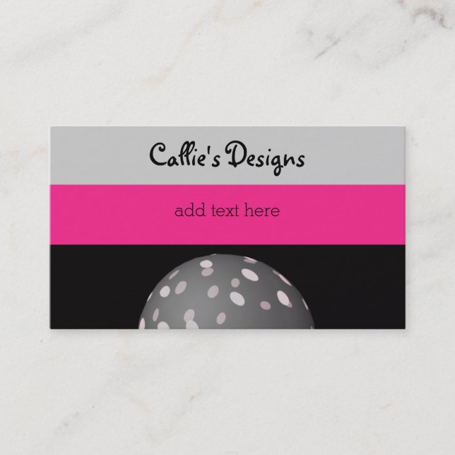 Cool Pink Black and Gray Sphere Design Business Card (Front)
