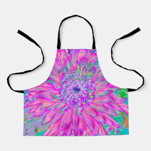 Cool Pink Blue and Purple Artsy Dahlia Bloom Apron