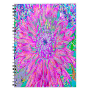 Cool Pink Blue and Purple Artsy Dahlia Bloom Notebook