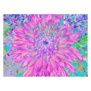 Cool Pink Blue and Purple Artsy Dahlia Bloom Tablecloth