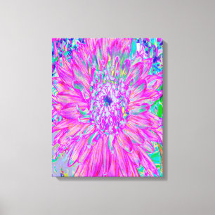 Cool Pink, Blue and Purple Cactus Dahlia Explosion Canvas Print