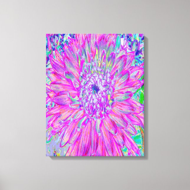 Cool Pink, Blue and Purple Cactus Dahlia Explosion Canvas Print (Front)