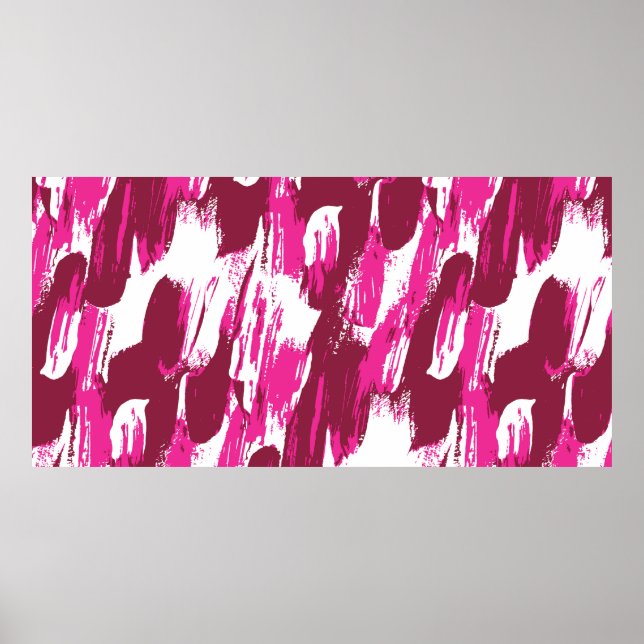 Cool pink brush stroke modern seamless pattern poster (Front)