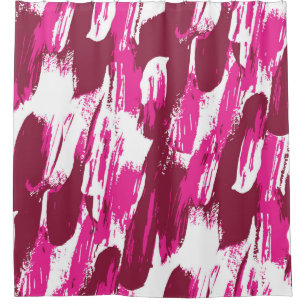 Cool pink brush stroke modern seamless pattern shower curtain