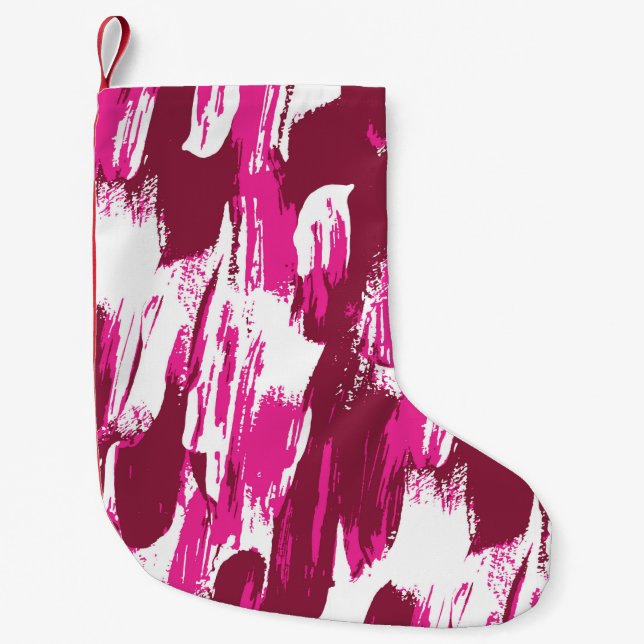 Cool pink brush stroke modern seamless pattern small christmas stocking (Front)