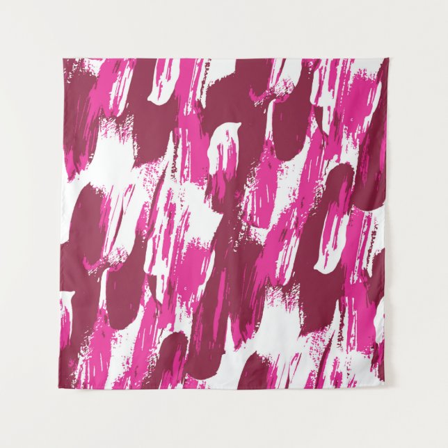 Cool pink brush stroke modern seamless pattern tapestry (Front)