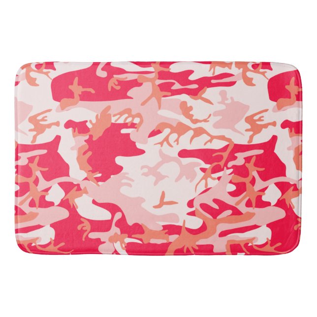 Cool Pink Camo Pattern Bath Mat (Front)