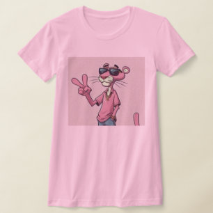 Cool Pink Cartoon Cat Tee   Retro Cartoon Animal 