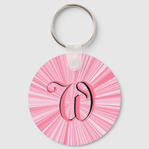 Cool Pink Colour Burst Monogram Initial Custom Key Ring