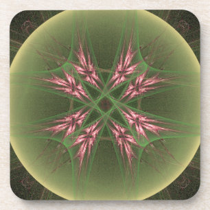 Cool Pink Crystals in Green Orb Coaster
