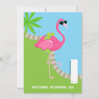 Cool Pink Flamingo Family Photo Collage Greeting